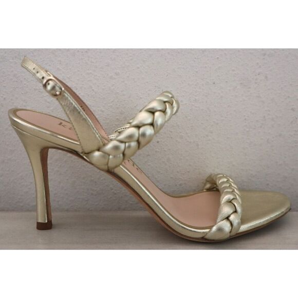 Kate Spade Womens 8.5B Pale Gold Saffron Metallic Leather Slingback Sandals - Picture 7 of 15